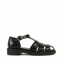 BUKELA Clara Black Leather Sandals