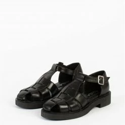 BUKELA Clara Black Leather Sandals
