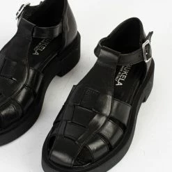 BUKELA Clara Black Leather Sandals