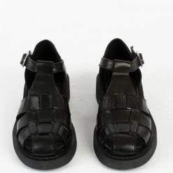 BUKELA Clara Black Leather Sandals