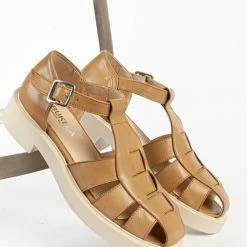 BUKELA Clara Camel Leather Sandals