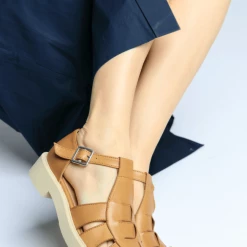 BUKELA Clara Camel Leather Sandals