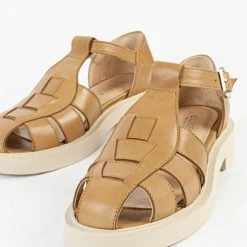 BUKELA Clara Camel Leather Sandals