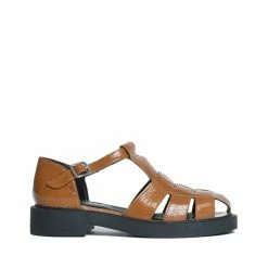 BUKELA Clara Cognac Leather Sandals