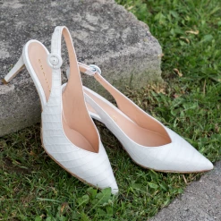 CHANTAL Cocco White Sling Back Pumps SHOES
