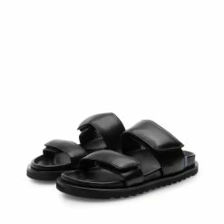 LÄST Corine Black Leather Puffy Sandals SHOES 9 LÄST Corine Black Leather Puffy Sandals SHOES