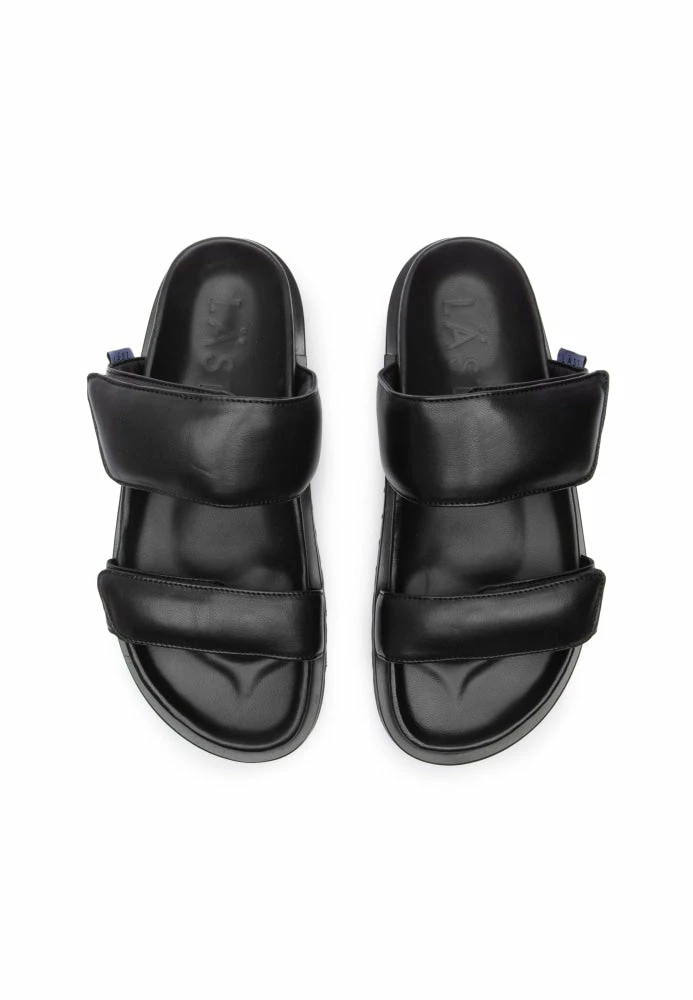 LÄST Corine Black Leather Puffy Sandals SHOES 4 LÄST Corine Black Leather Puffy Sandals SHOES
