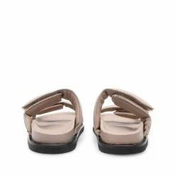 LÄST Corine Taupe Leather Puffy Sandals