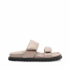 LÄST Corine Taupe Leather Puffy Sandals