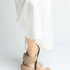 LÄST Corine Taupe Leather Puffy Sandals