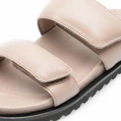 LÄST Corine Taupe Leather Puffy Sandals