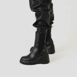 BRONX Curvy Chelsea Black Boots SHOES