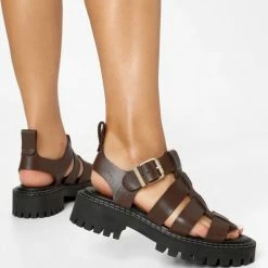 LÄST NEW IN Daphny Brown Leather Chunky Sandals