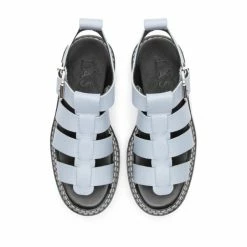 LÄST NEW IN Daphny Dusty Blue Grained Leather Chunky Sandals