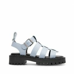 LÄST NEW IN Daphny Dusty Blue Grained Leather Chunky Sandals
