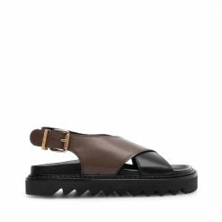 LÄST Diana Black Brown Leather Chunky Sandals NEW IN