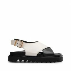 LÄST NEW IN Diana Black Off White Leather Chunky Sandals