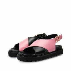 LÄST NEW IN Diana Black Pink Leather Chunky Sandals