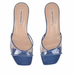 FABIO RUSCONI SHOES Diba Patent Sky Blue Vinyl Mules