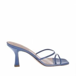 FABIO RUSCONI SHOES Diba Patent Sky Blue Vinyl Mules