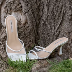 FABIO RUSCONI Diba Patent White Vinyl Mules