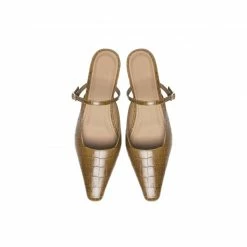 FLATTERED Dolores Cognac Croco Nappa Flat Mules