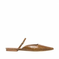 FLATTERED Dolores Cognac Croco Nappa Flat Mules
