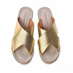 FABIO RUSCONI Dora Gold Cork Platform Sandals