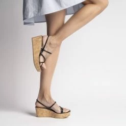 FABIO RUSCONI Effe Black Cork Platform Sandals SHOES