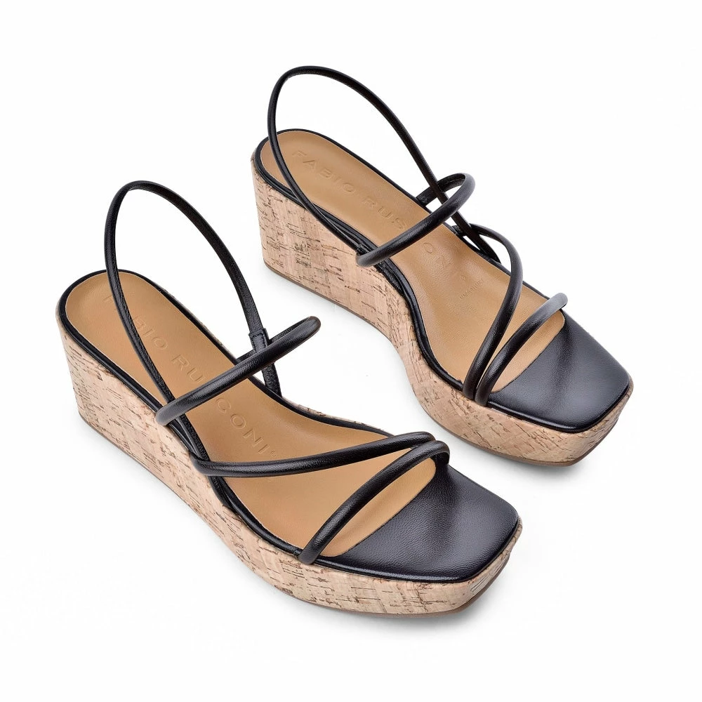 FABIO RUSCONI Effe Black Cork Platform Sandals SHOES 5 FABIO RUSCONI Effe Black Cork Platform Sandals SHOES