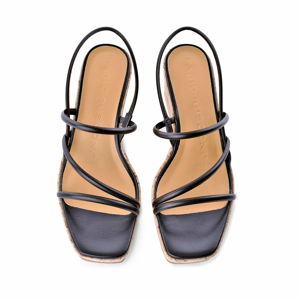 FABIO RUSCONI Effe Black Cork Platform Sandals SHOES 8 FABIO RUSCONI Effe Black Cork Platform Sandals SHOES