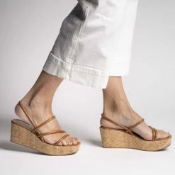 FABIO RUSCONI SHOES Effe Cognac Cork Platform Sandals