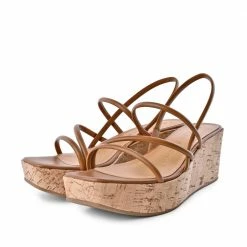 FABIO RUSCONI SHOES Effe Cognac Cork Platform Sandals