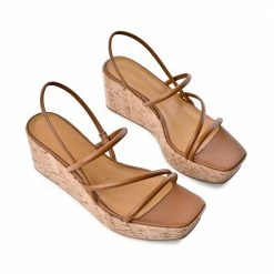 FABIO RUSCONI SHOES Effe Cognac Cork Platform Sandals
