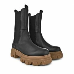BUKELA SHOES Ella Black Brown Leather Combat Boots