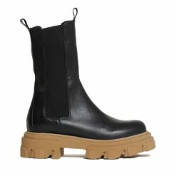 BUKELA SHOES Ella Black Brown Leather Combat Boots