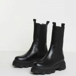BUKELA Ella Black Leather Combat Boots SHOES