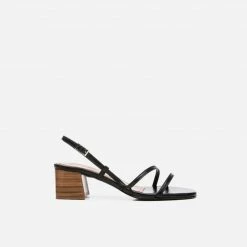 FLATTERED Elsa Leather Black Heeled Sandals