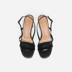 FLATTERED Elsa Leather Black Heeled Sandals