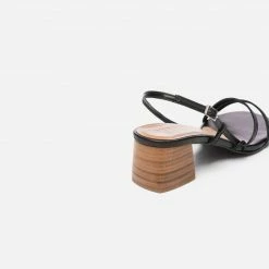 FLATTERED Elsa Leather Black Heeled Sandals