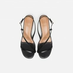 FLATTERED Emma Leather Black Heeled Sandals