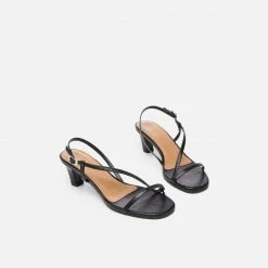 FLATTERED Emma Leather Black Heeled Sandals