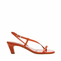 FLATTERED Emma Leather Brick Red Heeled Sandals