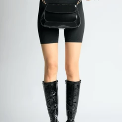 AKAADA NEW IN Ena Black Semi Patent Leather Shoulder Bag