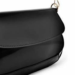 AKAADA NEW IN Ena Black Semi Patent Leather Shoulder Bag
