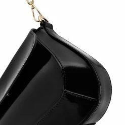 AKAADA NEW IN Ena Black Semi Patent Leather Shoulder Bag