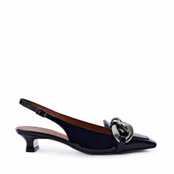 AKAADA SHOES Erity Black Naplak Slingback Pumps