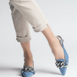 AKAADA Erity Light Blue Naplak Slingback Pumps SHOES