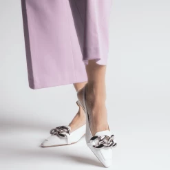 AKAADA Erity White Naplak Slingback Pumps SHOES