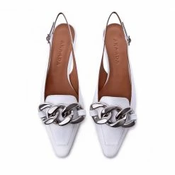 AKAADA Erity White Naplak Slingback Pumps SHOES
